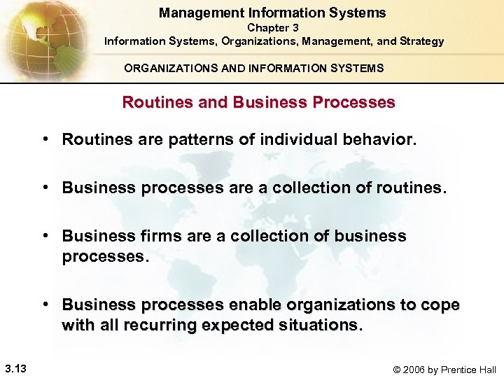Management Information Systems Chapter 3 Information Systems, Organizations, Management, and Strategy ORGANIZATIONS AND INFORMATION