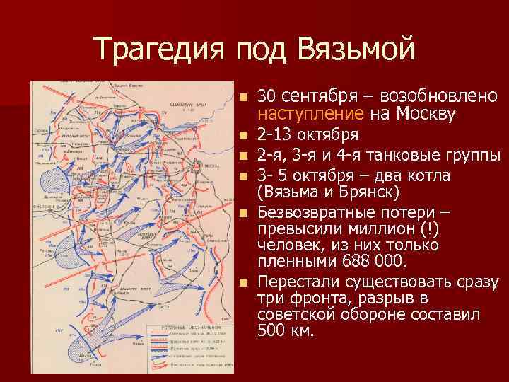 Трагедия под Вязьмой n 30 сентября – возобновлено наступление на Москву 2 -13 октября