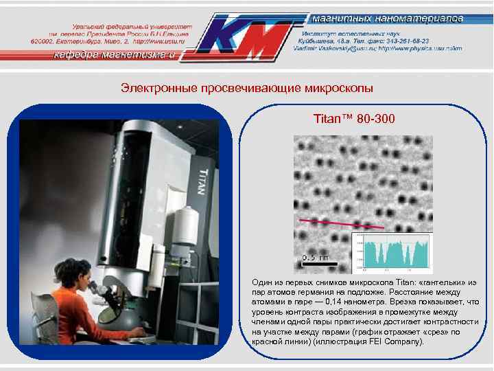 Электронные просвечивающие микроскопы Titan™ 80 -300 Один из первых снимков микроскопа Titan: «гантельки» из