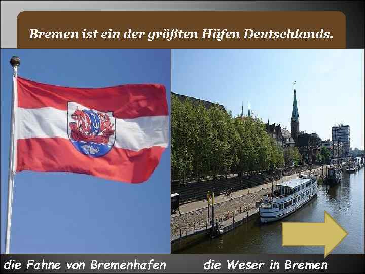 Bremen ist ein der größten Häfen Deutschlands. die Fahne von Bremenhafen die Weser in