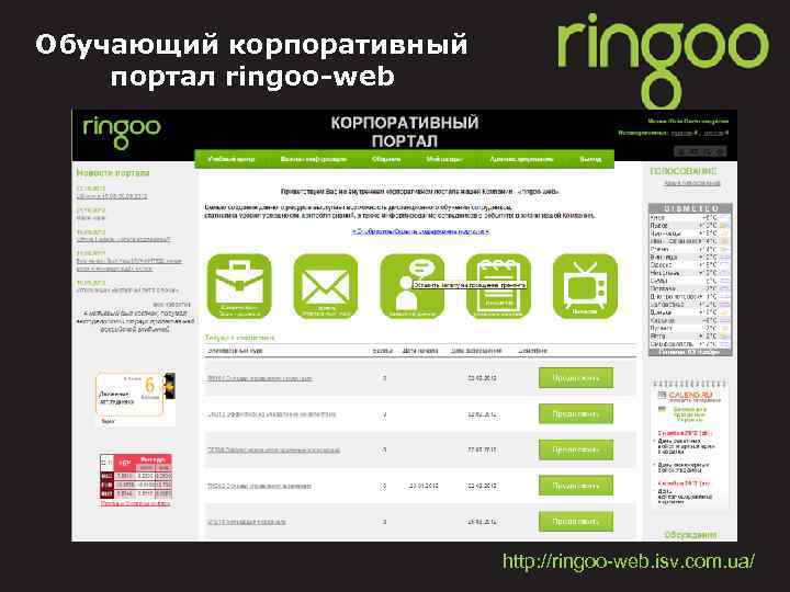 Обучающий корпоративный портал ringoo-web http: //ringoo-web. isv. com. ua/ 