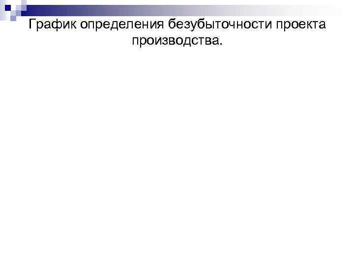 График определения безубыточности проекта производства. 