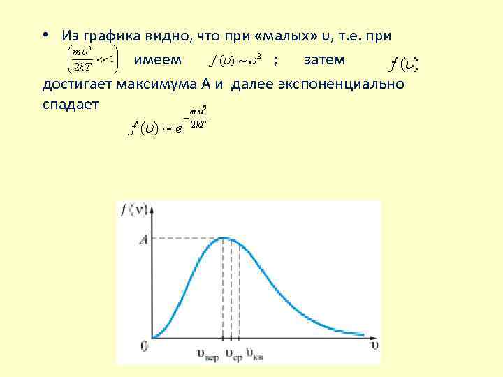  • Из графика видно, что при «малых» υ, т. е. при имеем ;