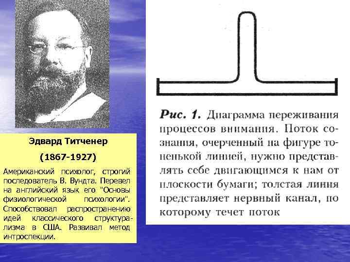 Эдвард Титченер (1867 -1927) Американский психолог, строгий последователь В. Вундта. Перевел на английский язык