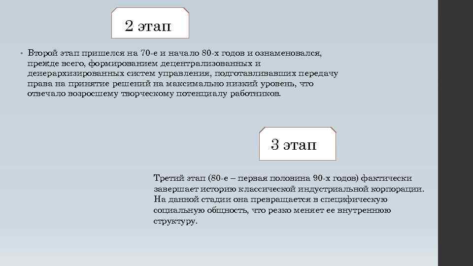 2 этап • Второй этап пришелся на 70 -е и начало 80 -х годов