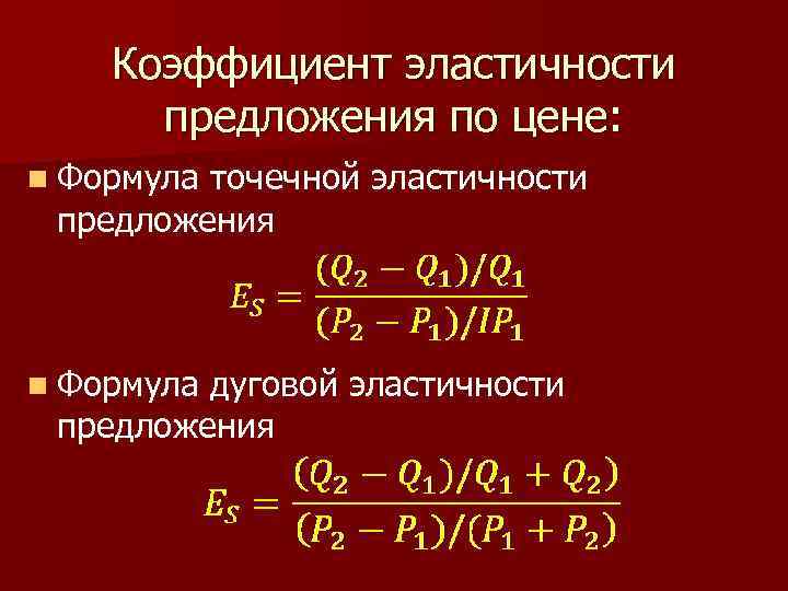 Коэффициент дуговой эластичности спроса по цене