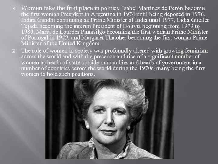  Women take the first place in politics: Isabel Martínez de Perón become the