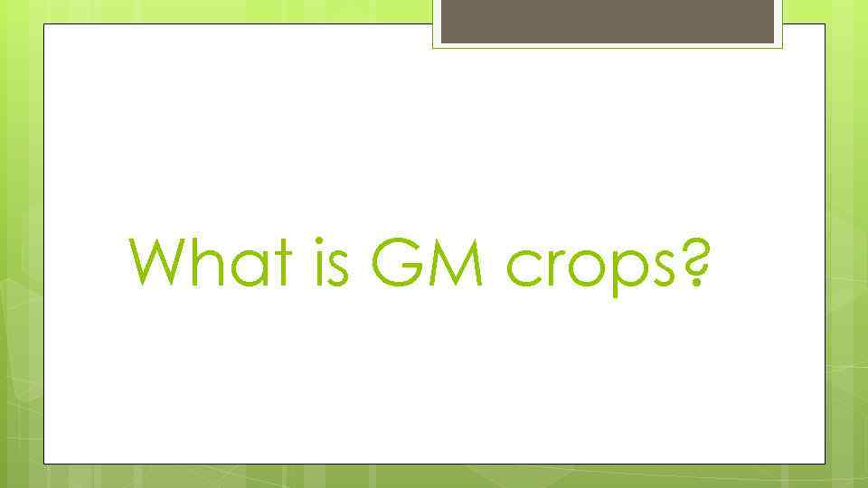 What is GM crops? 
