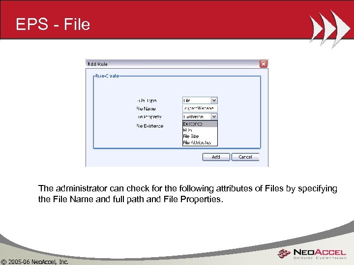 EPS - File The administrator can check for the following attributes of Files by