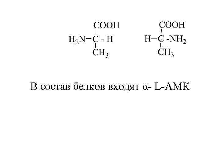 В состав белков входят α- L-АМК 