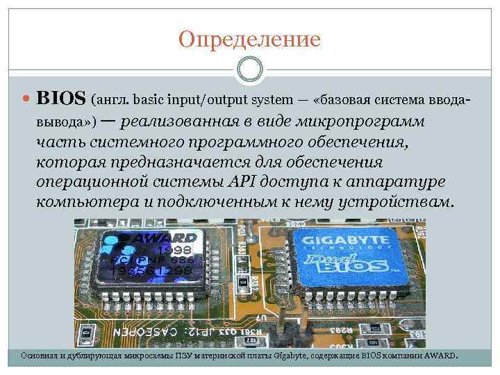 Базовая система ввода вывода bios презентация