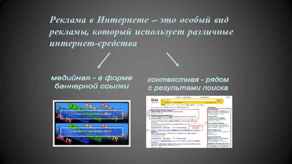 Реклама в Интернете – это особый вид рекламы, который использует различные интернет-средства 