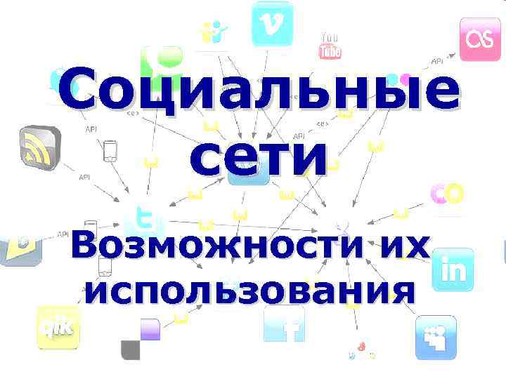 Социальные сети Возможности их использования 