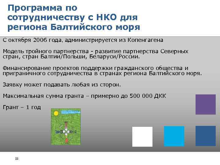 Программа по сотрудничеству с НКО для региона Балтийского моря С октября 2006 года, администрируется