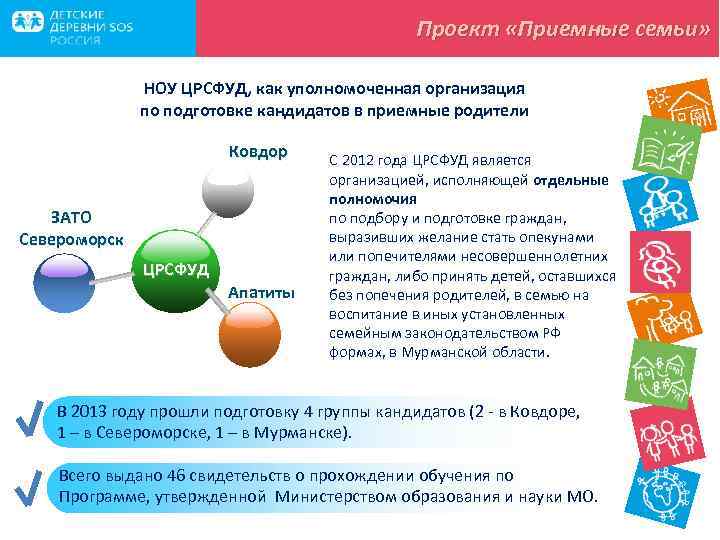 Проект «Приемные семьи» НОУ ЦРСФУД, как уполномоченная организация по подготовке кандидатов в приемные родители