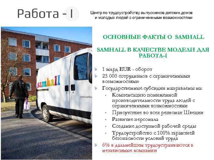 ОСНОВНЫЕ ФАКТЫ О SAMHALL В КАЧЕСТВЕ МОДЕЛИ ДЛЯ РАБОТА-I Ø Ø 1 млрд EUR