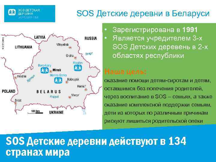 SOS Детские деревни в Беларуси • Зарегистрирована в 1991 • Является учредителем 3 -х