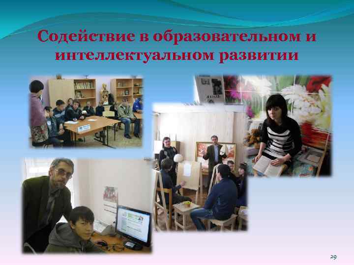 Содействие в образовательном и интеллектуальном развитии 29 