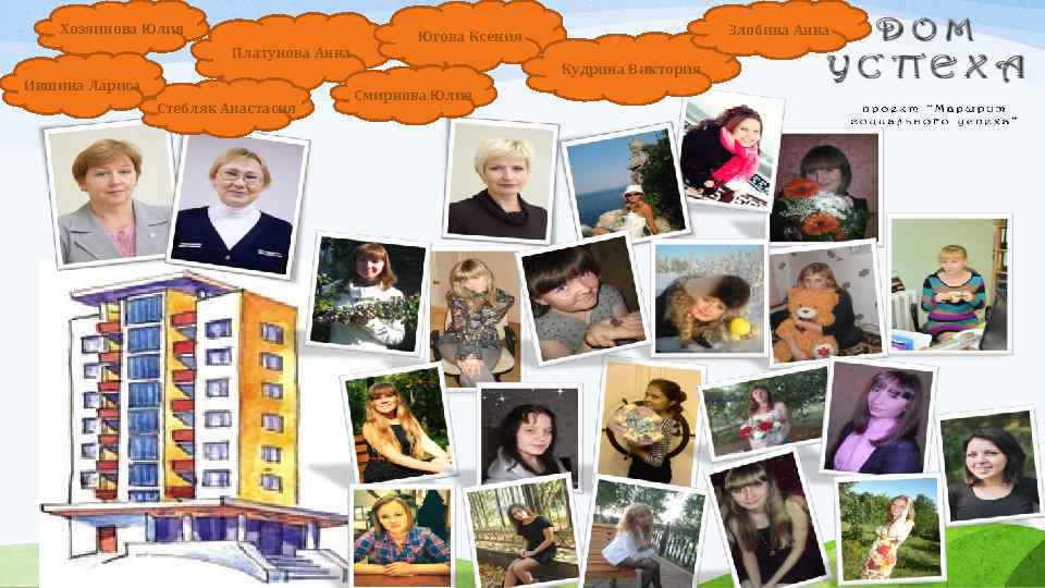 Хозяинова Юлия Платунова Анна Ившина Лариса Стебляк Анастасия Злобина Анна Югова Ксения Кудрина Виктория