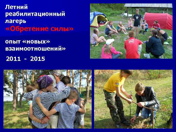 Летний реабилитационный лагерь «Обретение силы» опыт «новых» взаимоотношений» 2011 - 2015 