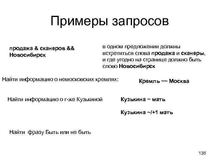 Примеры запросов продажа & сканеров && Новосибирск в одном предложении должны встретиться слова продажа