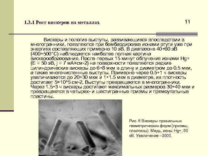 1. 3. 1 Рост вискеров на металлах 11 Вискеры и пологие выступы, развивающиеся впоследствии