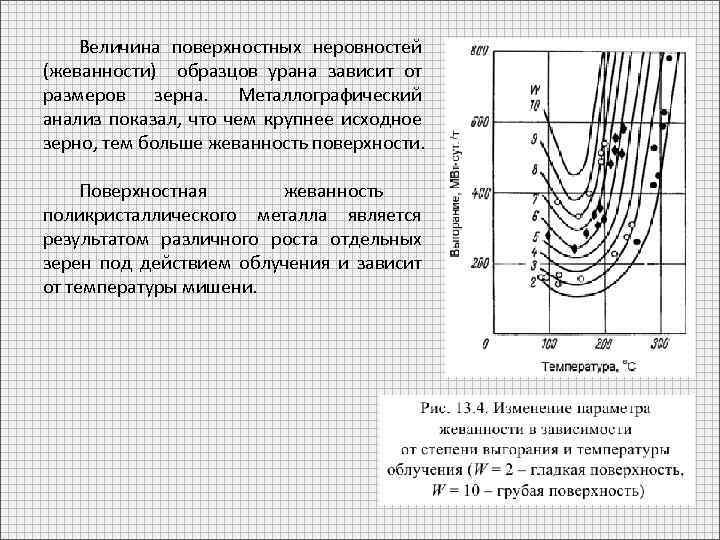Величина поверхностных неровностей (жеванности) образцов урана зависит от размеров зерна. Металлографический анализ показал, что