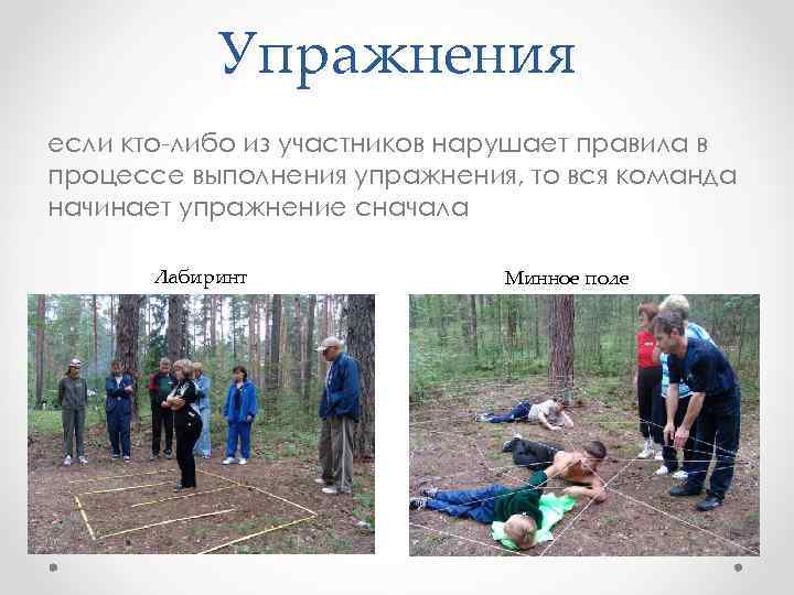 Упражнения если кто-либо из участников нарушает правила в процессе выполнения упражнения, то вся команда