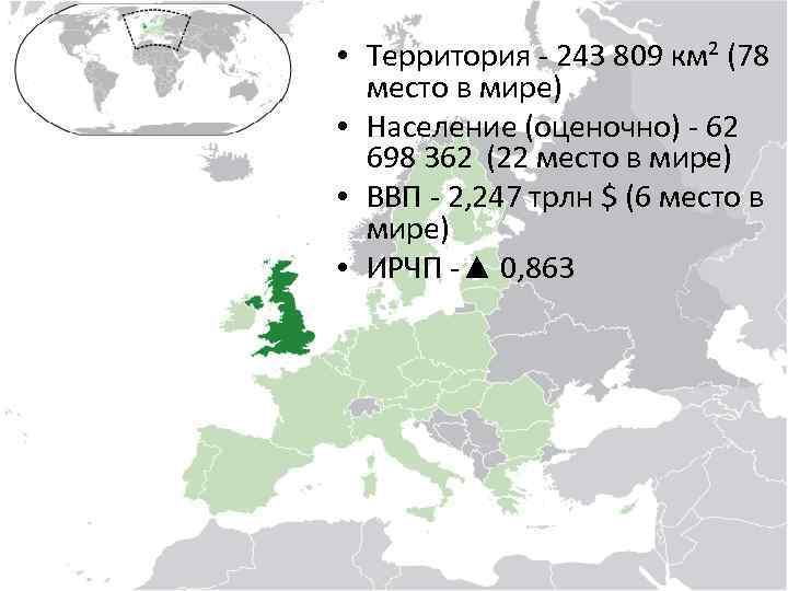  • Территория - 243 809 км² (78 место в мире) • Население (оценочно)