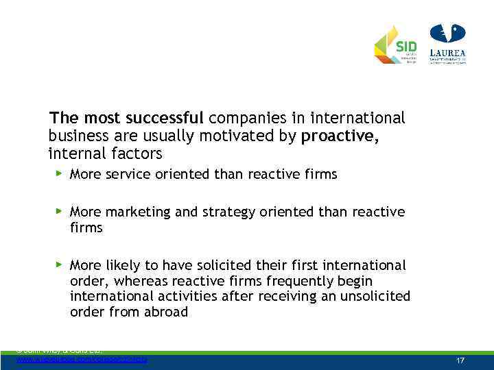 The most successful companies in international business are usually motivated by proactive, internal factors