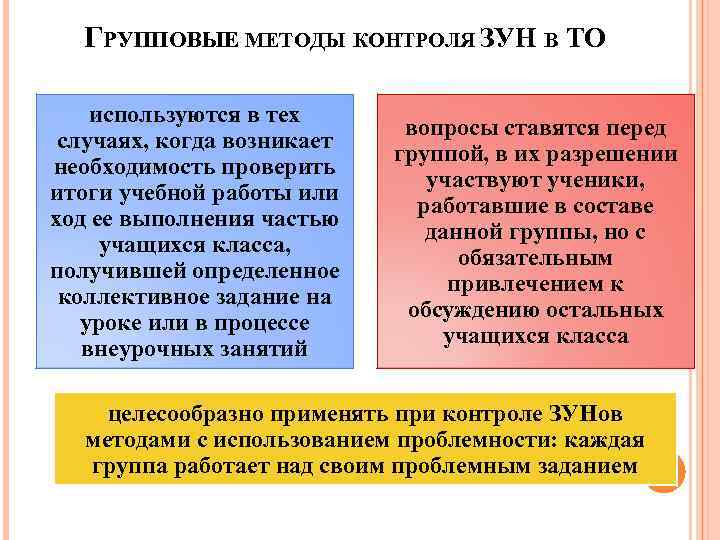 ГРУППОВЫЕ МЕТОДЫ КОНТРОЛЯ ЗУН В ТО используются в тех случаях, когда возникает необходимость проверить