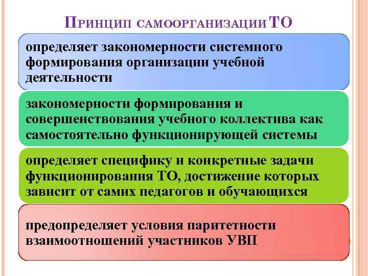 Закономерности деятельности. Принципы самоорганизации. Принципы формирования учебной деятельности. Закономерности самоорганизации. Задачи самоорганизации.