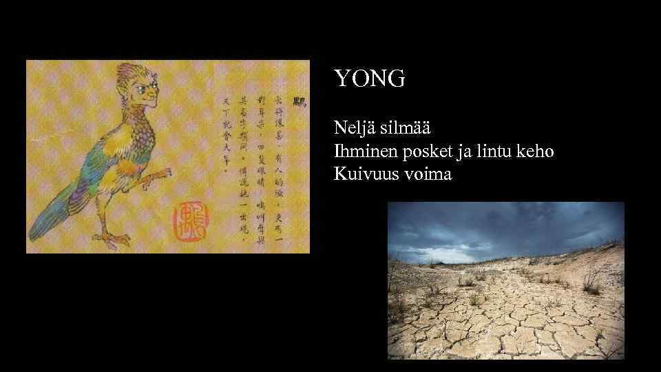 YONG Neljä silmää Ihminen posket ja lintu keho Kuivuus voima 