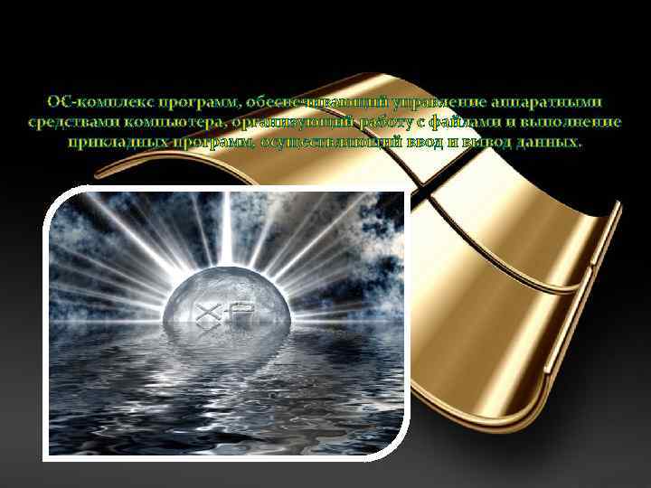 ОС-комплекс программ, обеспечивающий управление аппаратными средствами компьютера, организующий работу с файлами и выполнение прикладных