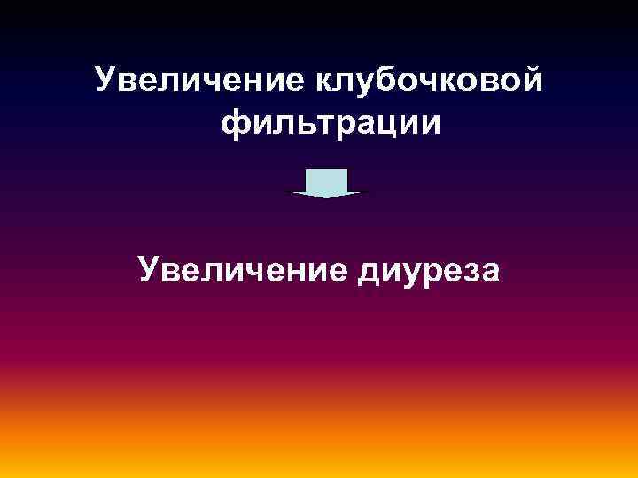 Увеличение клубочковой фильтрации Увеличение диуреза 
