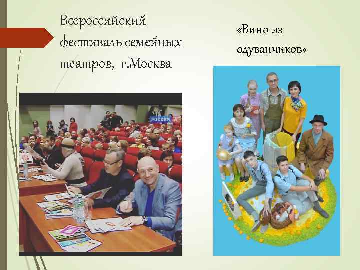 Всероссийский фестиваль семейных театров, г. Москва «Вино из одуванчиков» 