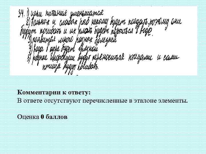 Комментарии к ответу: В ответе отсутствуют перечисленные в эталоне элементы. Оценка 0 баллов 