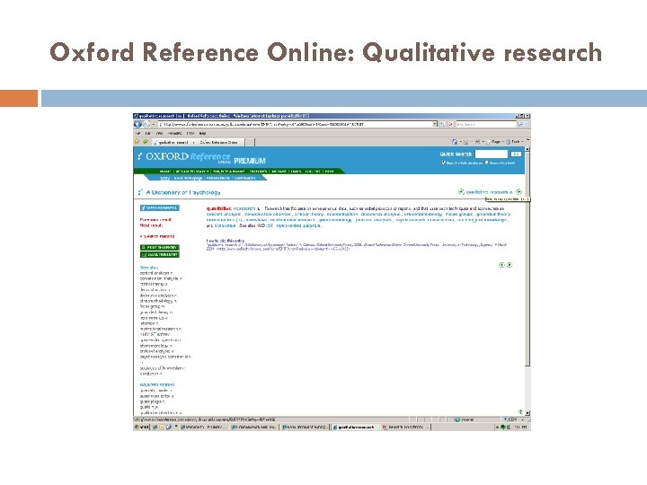 Oxford Reference Online: Qualitative research 