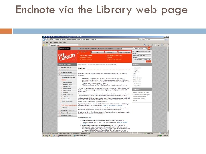 Endnote via the Library web page 