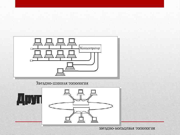 Звездно-шинная топология Другие топологии звездно-кольцевая топология 