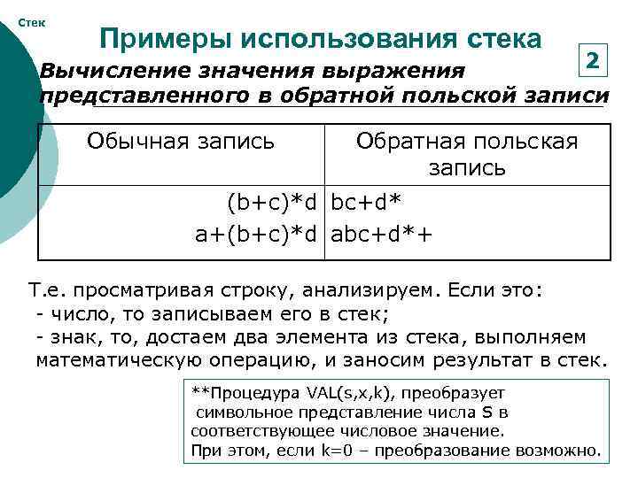 Стек применение. Примеры стека в программировании. Стек пример. Пример использования стека. Обратная польская запись примеры выражений.