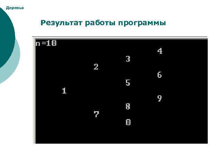 Деревья Результат работы программы 