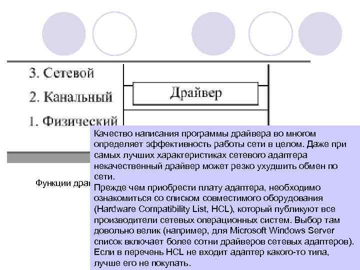 Качество написания программы драйвера во многом определяет эффективность работы сети в целом. Даже при