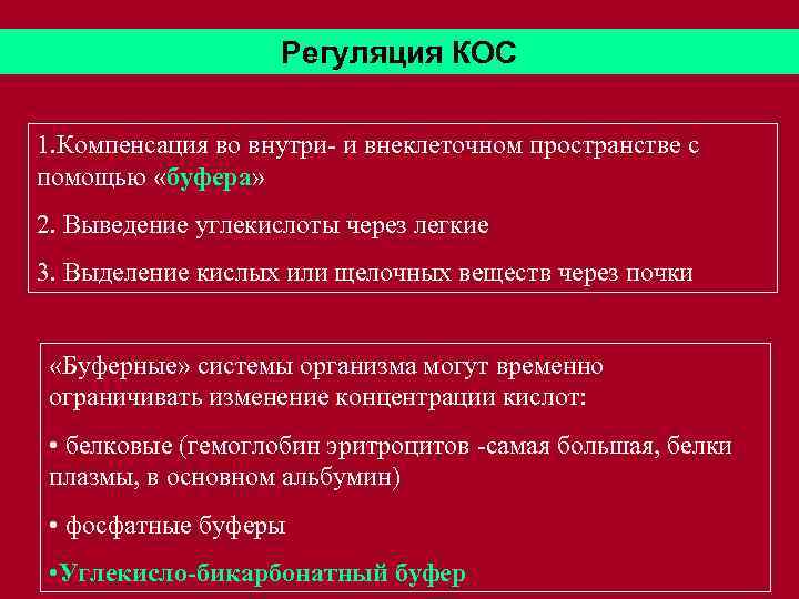 Физиологические механизмы регуляции кос схема