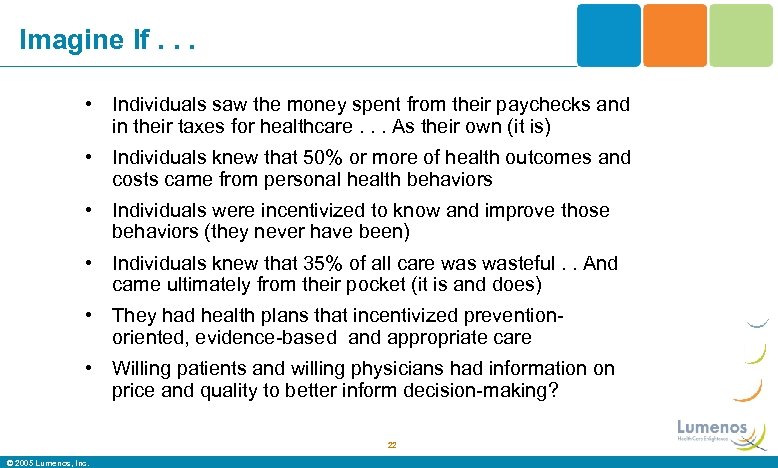 Imagine If. . . • Individuals saw the money spent from their paychecks and