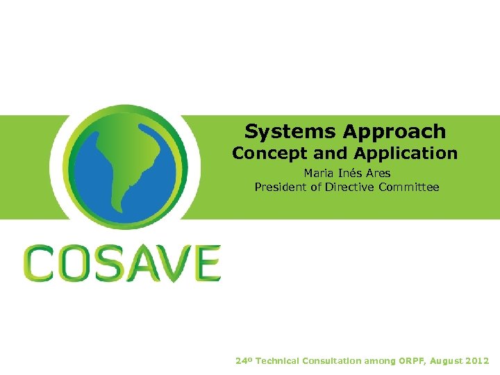 Systems Approach Concept and Application Maria Inés Ares President of Directive Committee 24º Technical
