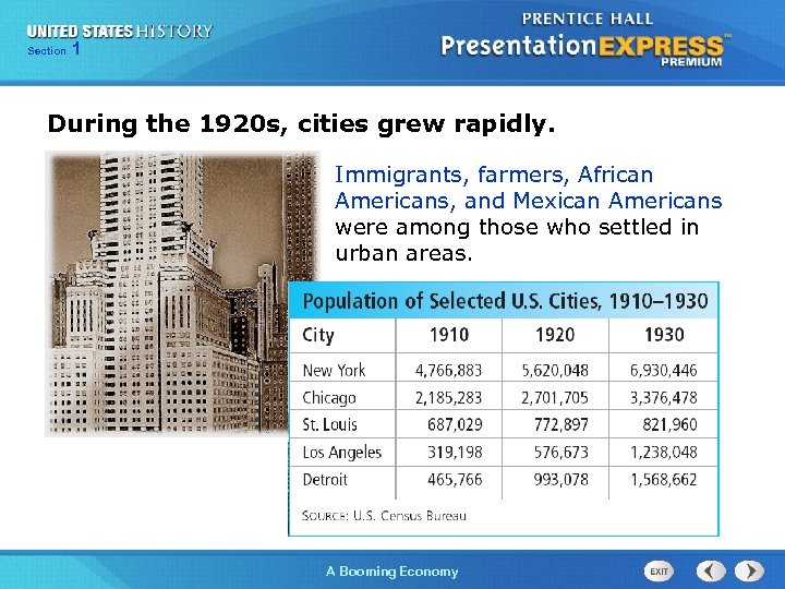 125 Section Chapter Section 1 During the 1920 s, cities grew rapidly. Immigrants, farmers,