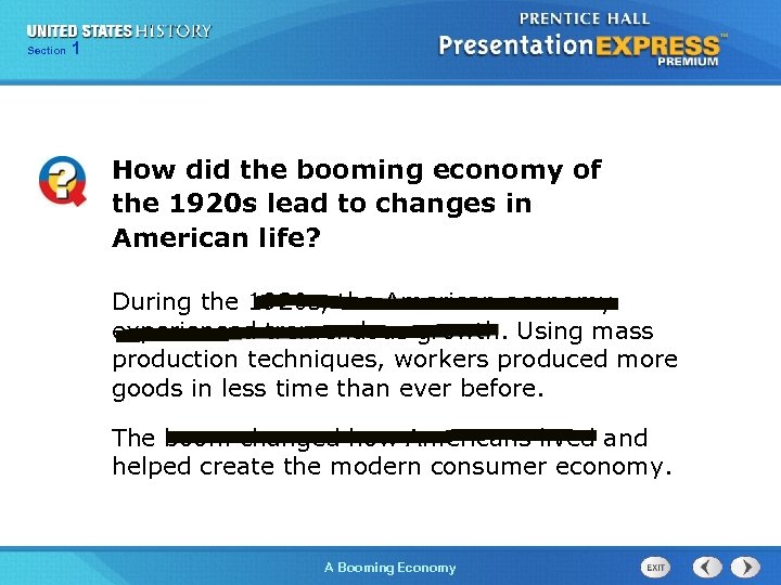 125 Section Chapter Section 1 How did the booming economy of the 1920 s