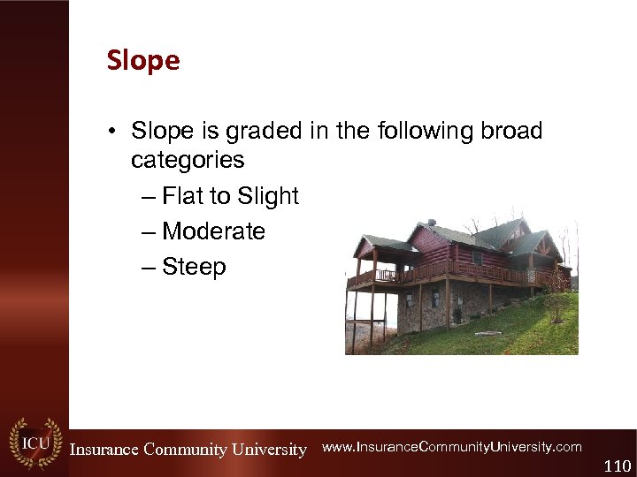Slope • Slope is graded in the following broad categories – Flat to Slight