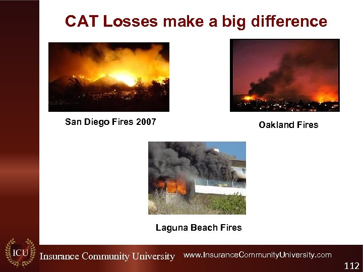 CAT Losses make a big difference San Diego Fires 2007 Oakland Fires Laguna Beach